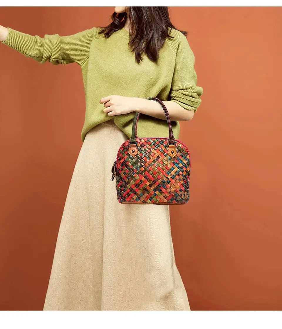 2024 Colorful Quality Leather Famous Brand Luxury Ladies Patchwork Large Purse Handbag Shoulder bag Women Designer Tote bag 9178