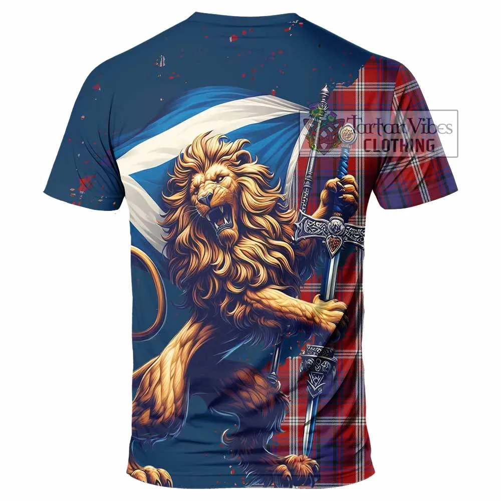 Ainslie Tartan Family Crest T-Shirt with Scottish Majestic Lion
