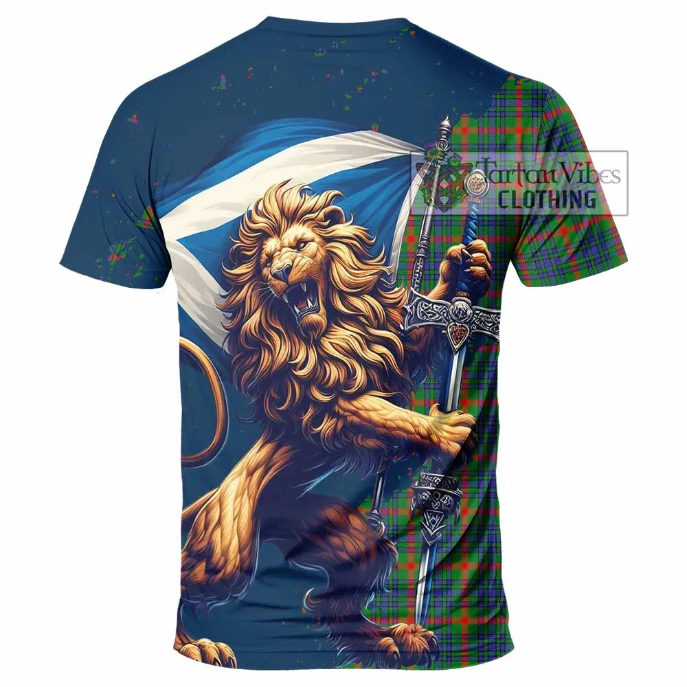 Aiton Tartan Family Crest T-Shirt with Scottish Majestic Lion