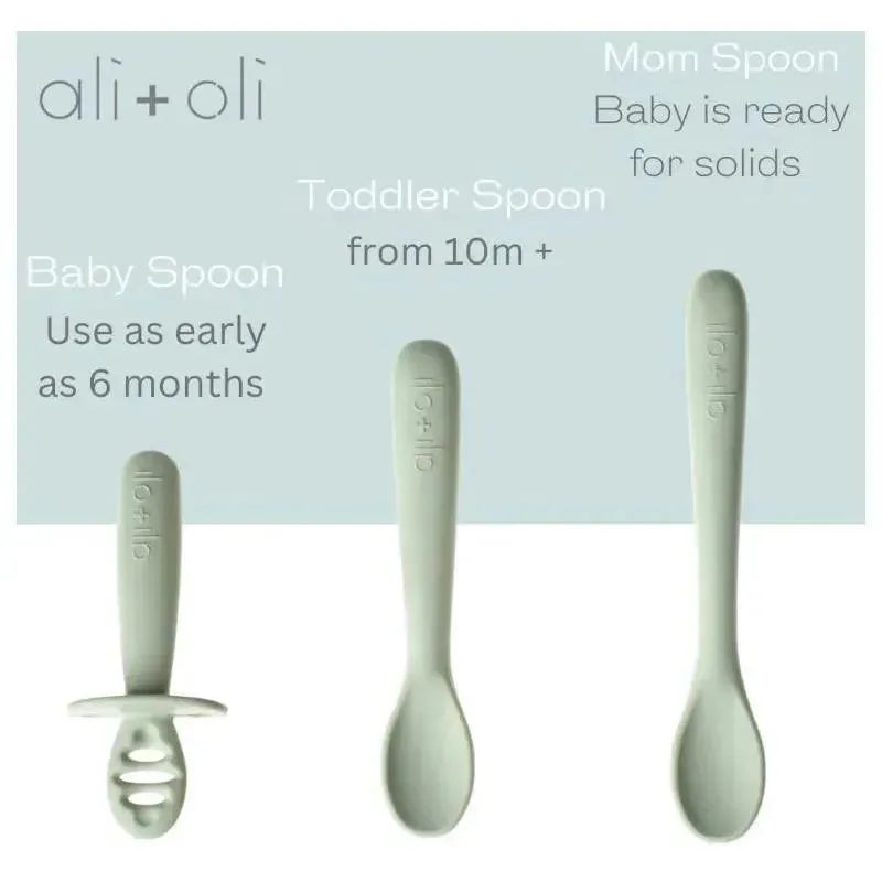 Ali   Oli - 3Pk Multi Stage Spoon Set For Baby, Pine