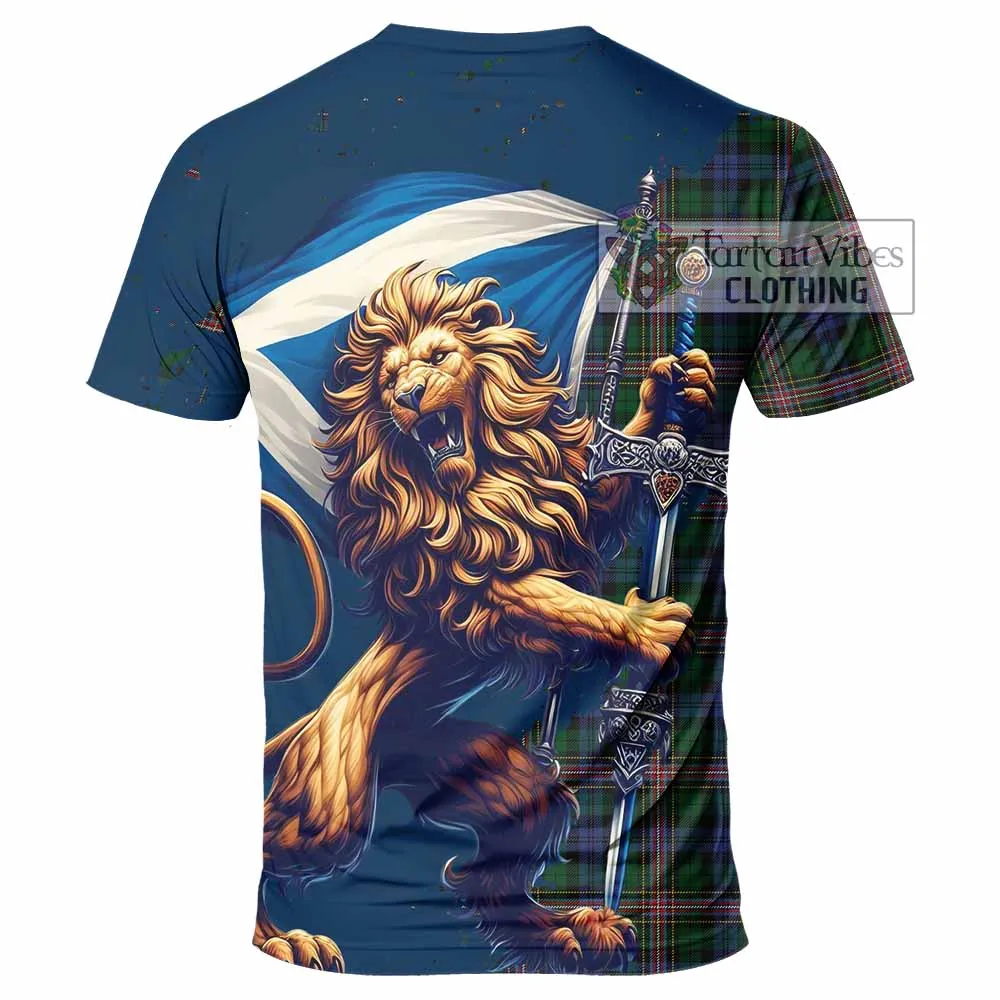 Allison Tartan Family Crest T-Shirt with Scottish Majestic Lion