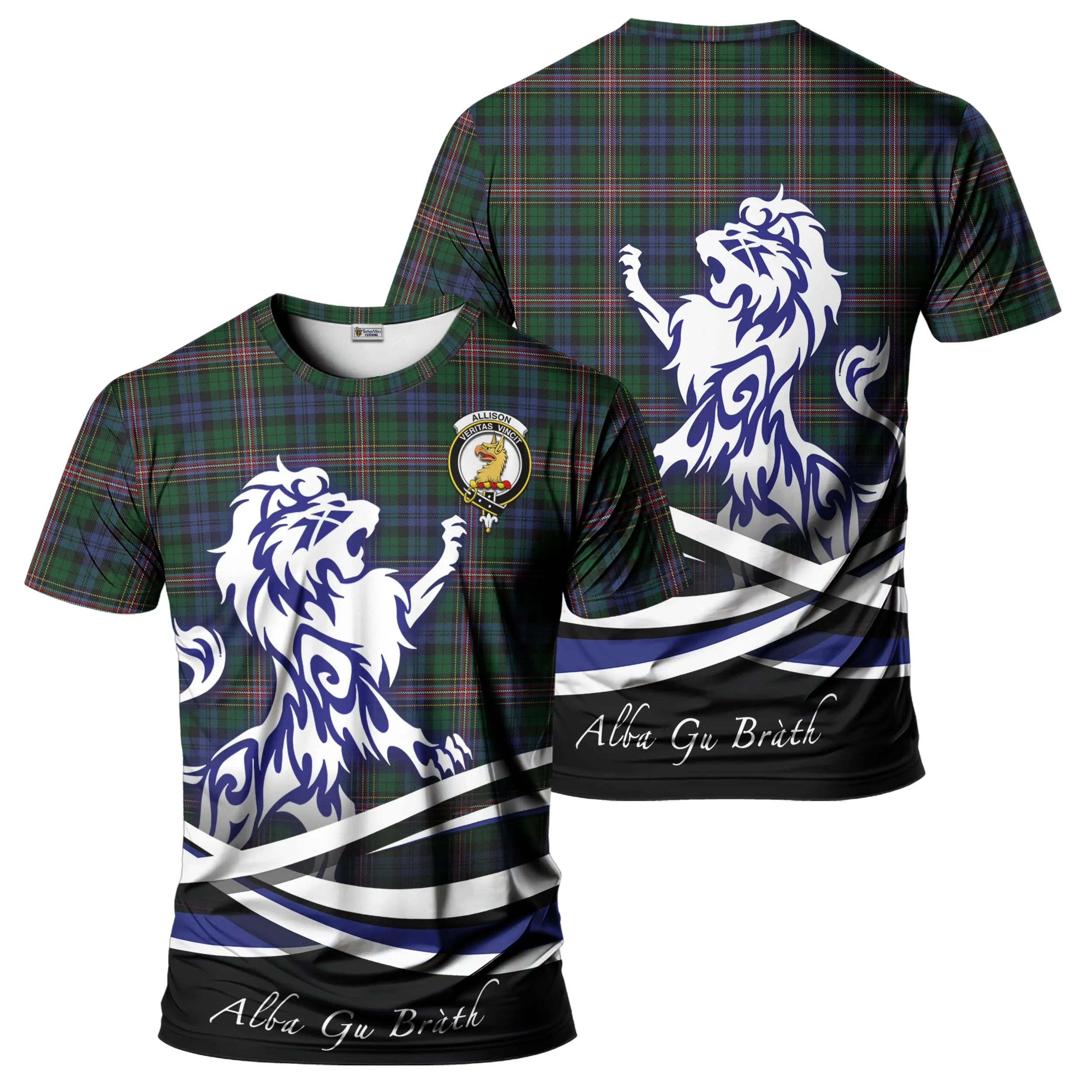 Allison Tartan T-Shirt with Alba Gu Brath Regal Lion Emblem