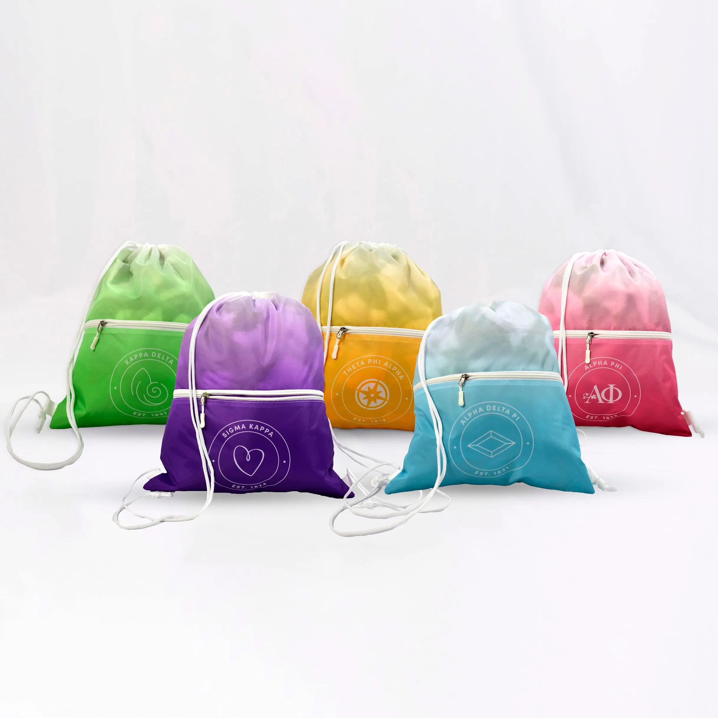 Alpha Chi Omega Drawstring Backpack, Ombre Color Design
