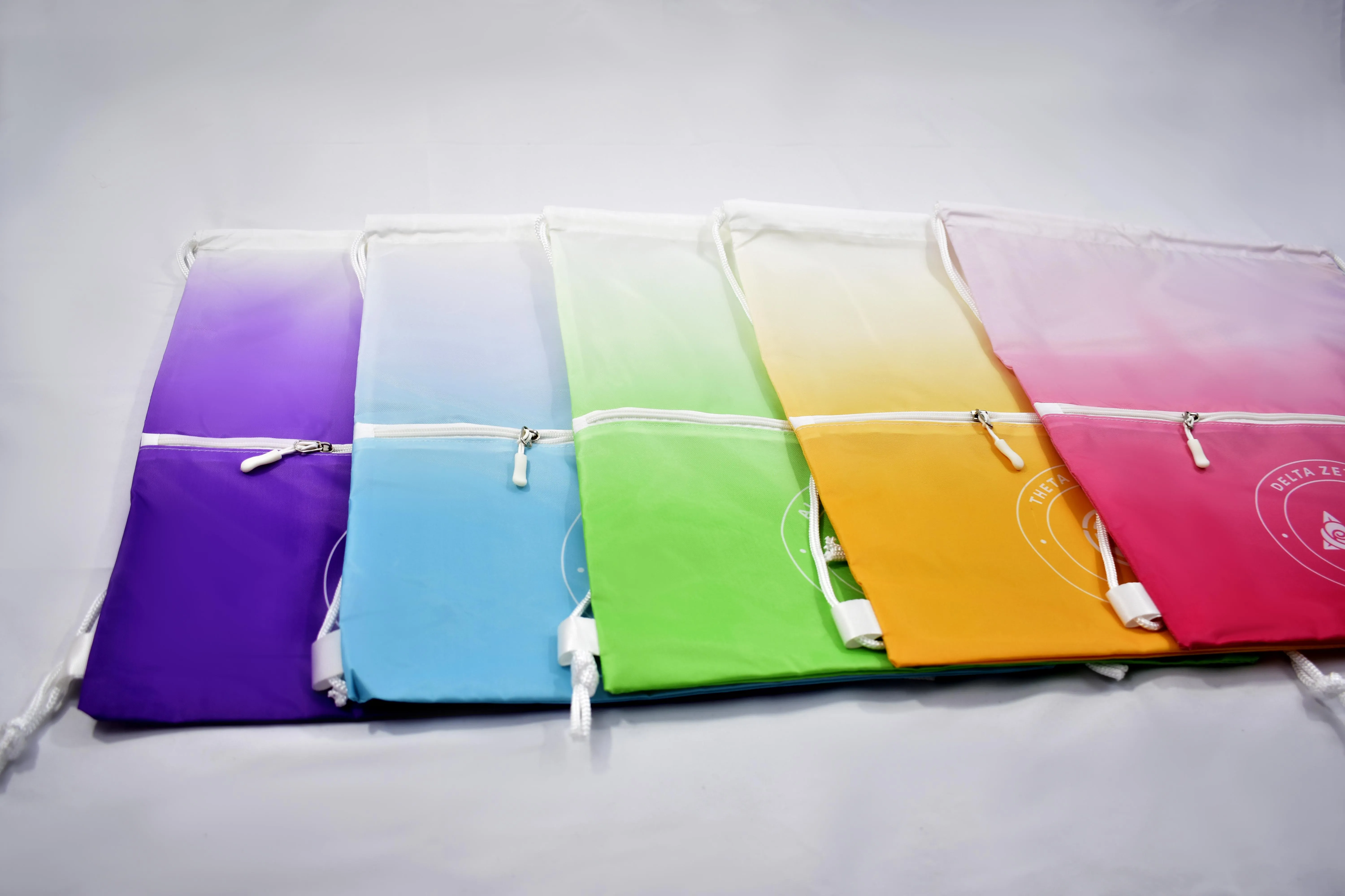 Alpha Chi Omega Drawstring Backpack, Ombre Color Design
