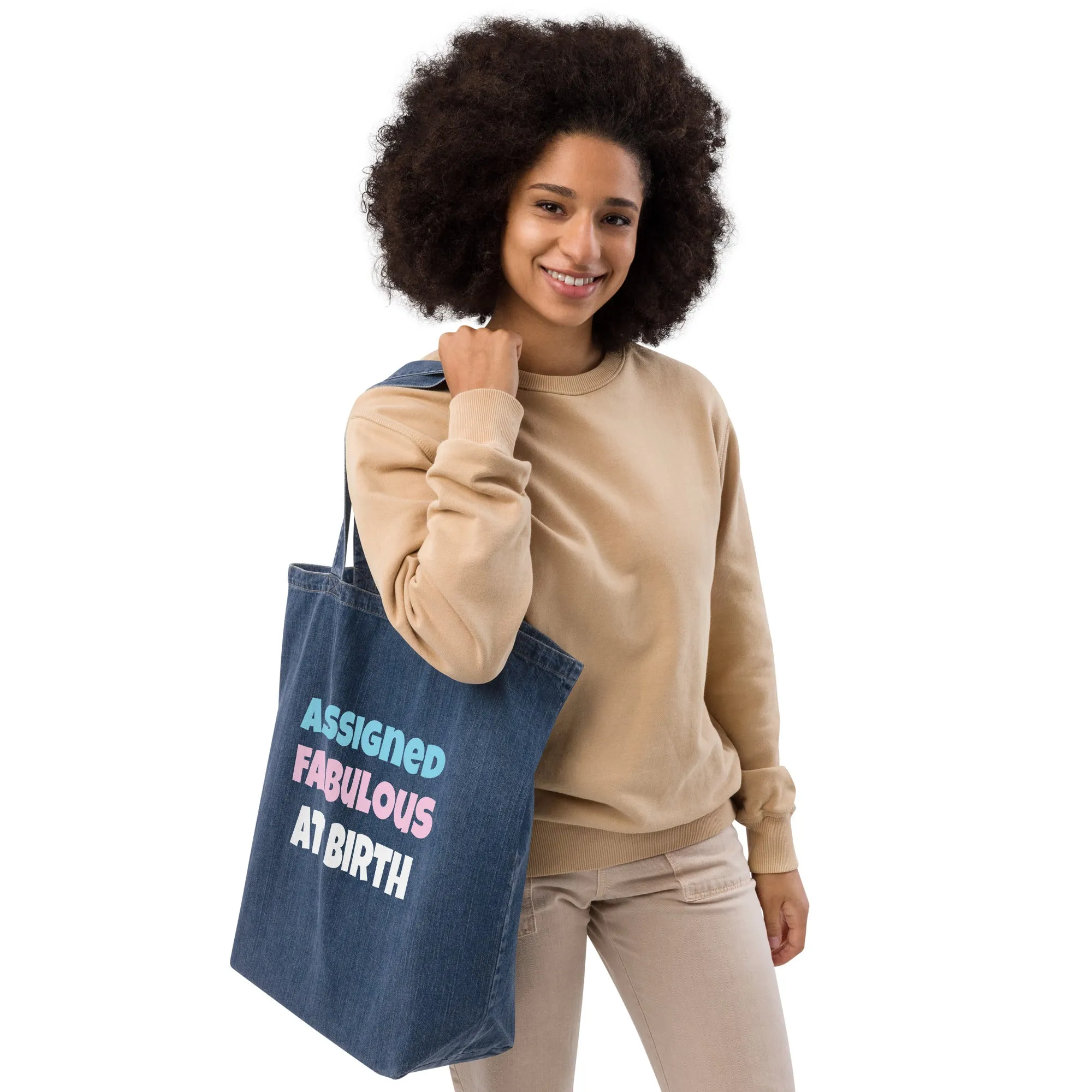 Assigned Fabulous At Birth Large Denim Tote Bag