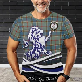 Balfour Blue Tartan T-Shirt with Alba Gu Brath Regal Lion Emblem