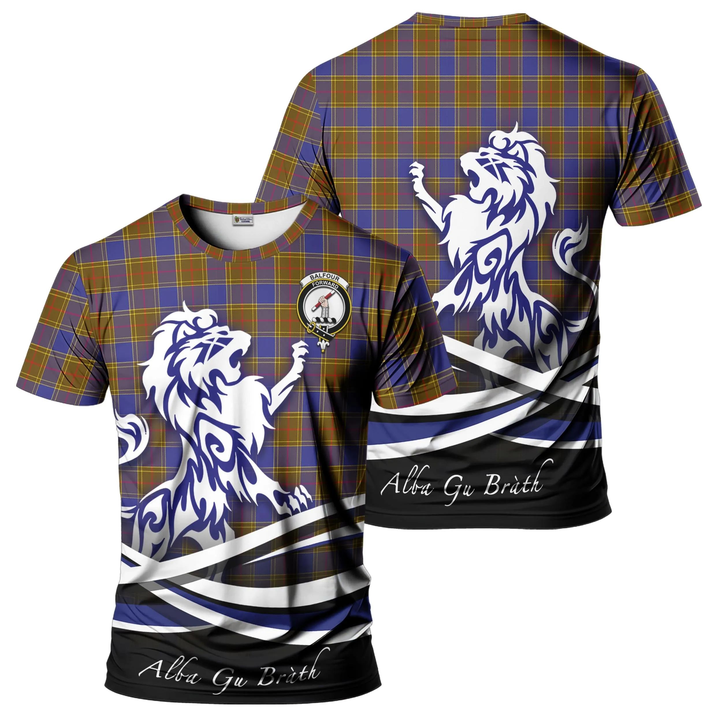 Balfour Tartan T-Shirt with Alba Gu Brath Regal Lion Emblem