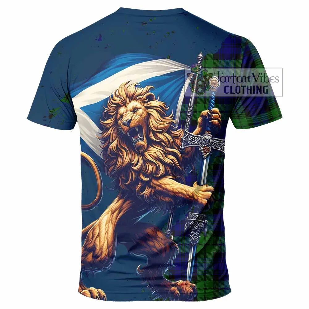 Bannatyne Tartan Family Crest T-Shirt with Scottish Majestic Lion