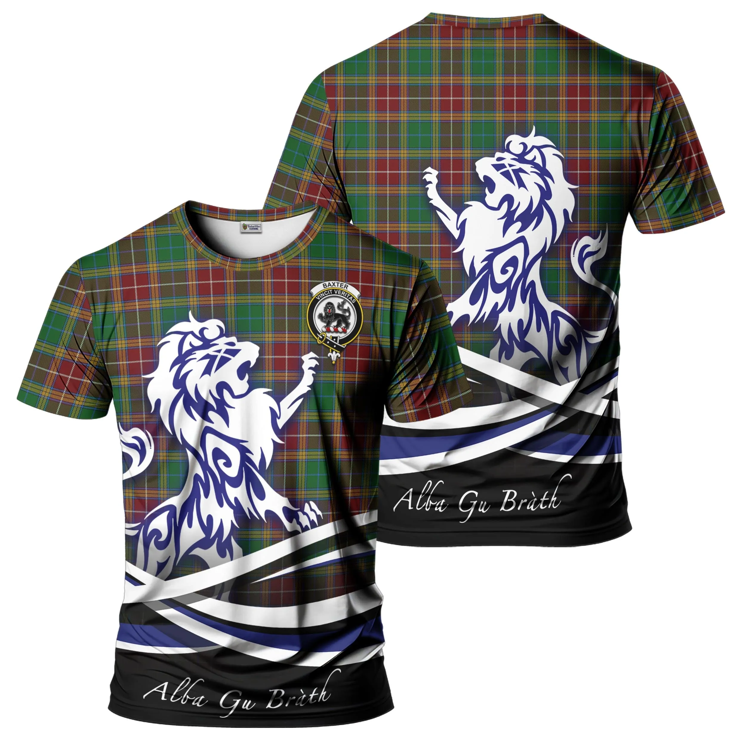 Baxter Tartan T-Shirt with Alba Gu Brath Regal Lion Emblem