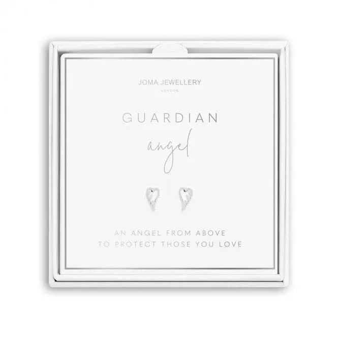 Beautifully Boxed A Little Guardian Angel Silver Box Earrings 5301