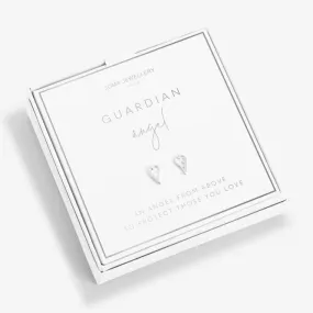 Beautifully Boxed A Little Guardian Angel Silver Box Earrings 5301