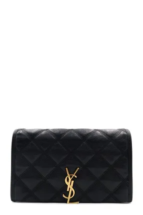 Becky Diamond-quilted Chain Wallet Black
