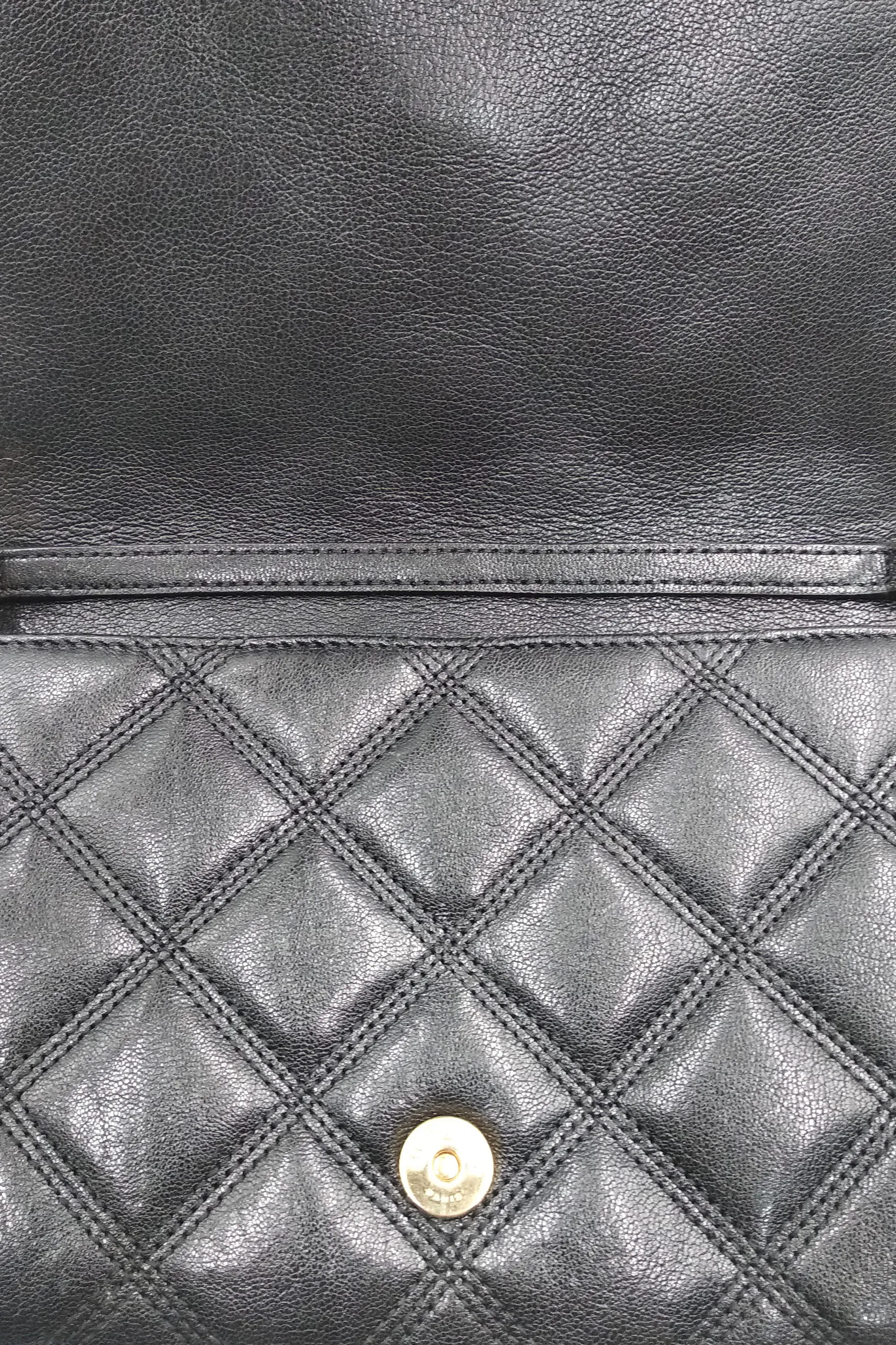 Becky Diamond-quilted Chain Wallet Black