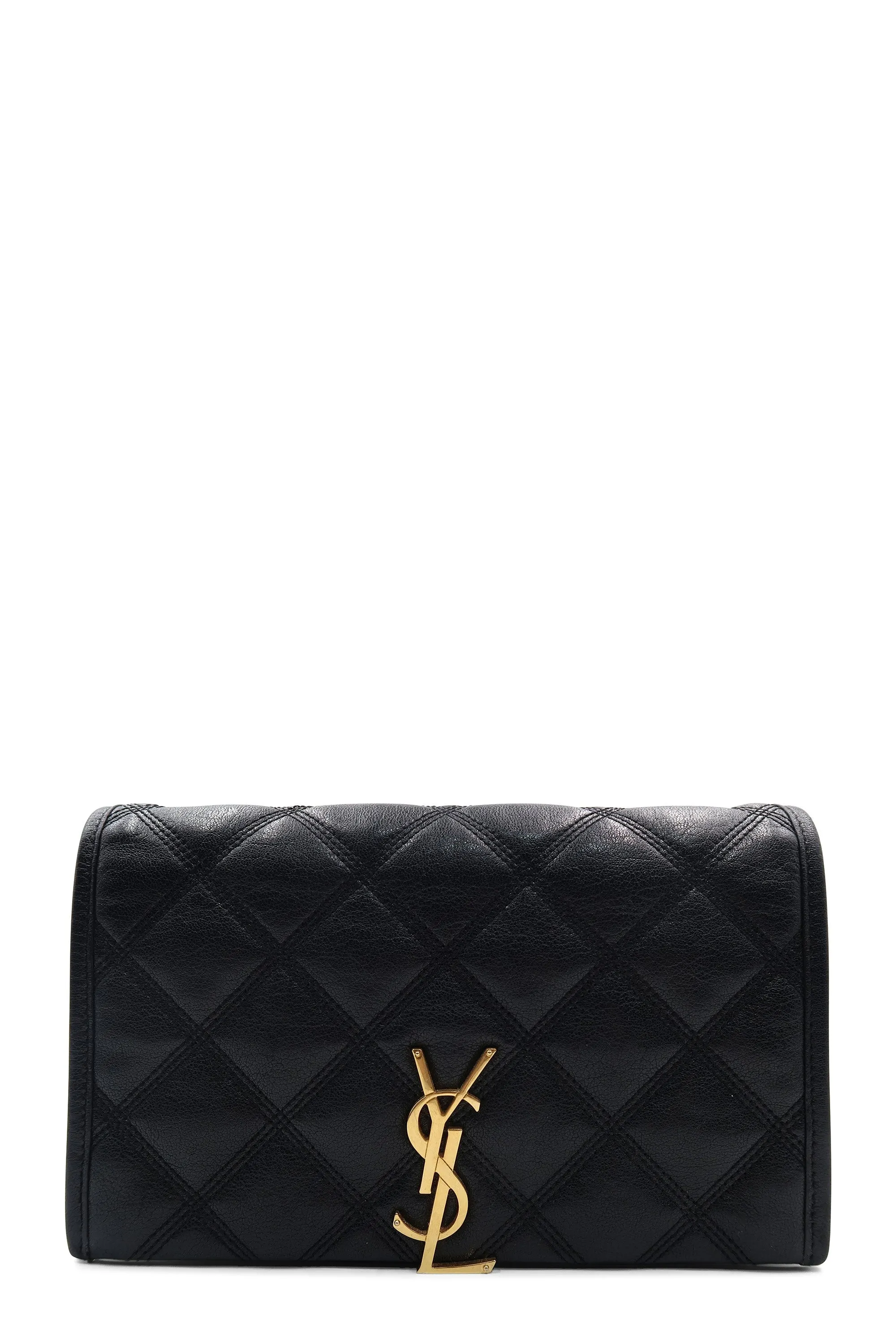 Becky Diamond-quilted Chain Wallet Black