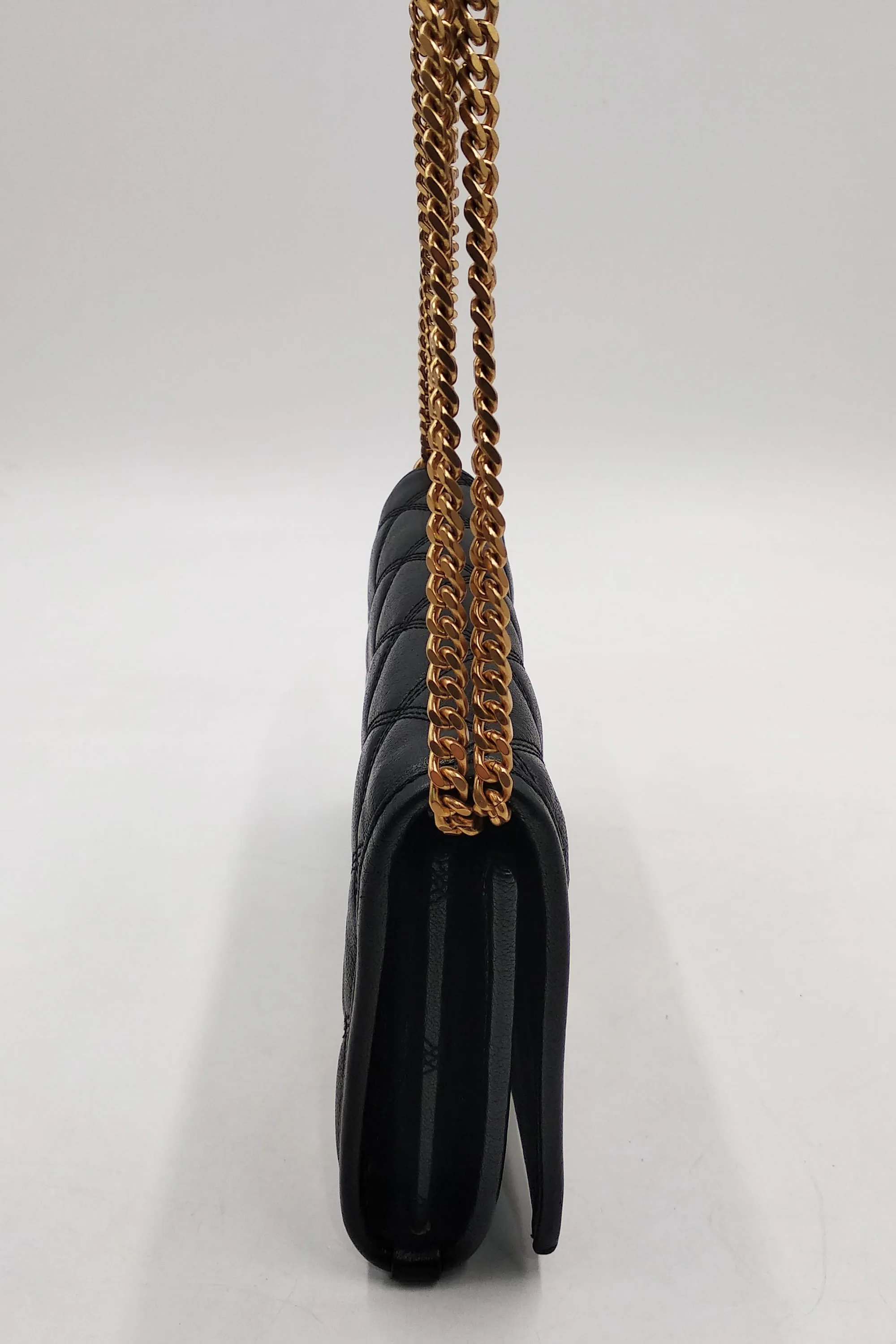 Becky Diamond-quilted Chain Wallet Black