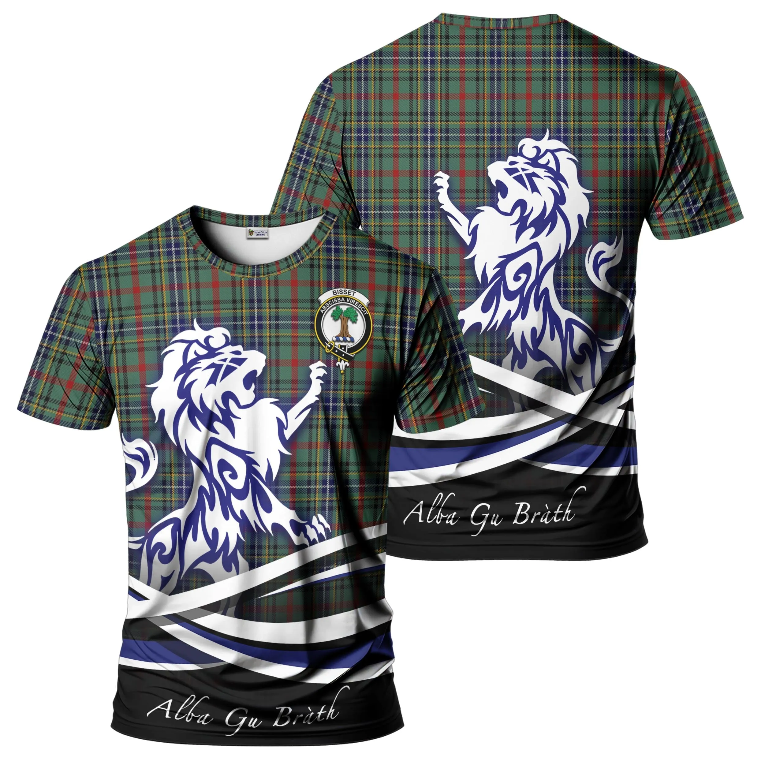 Bisset Tartan T-Shirt with Alba Gu Brath Regal Lion Emblem