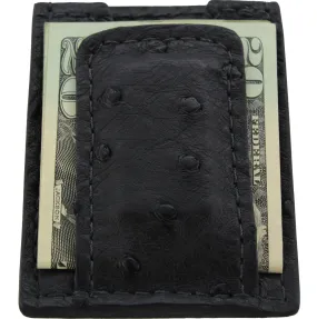 Black Ostrich Money Clip Wallet With Credit Card Slots