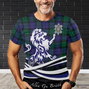 Black Watch Modern Tartan T-Shirt with Alba Gu Brath Regal Lion Emblem