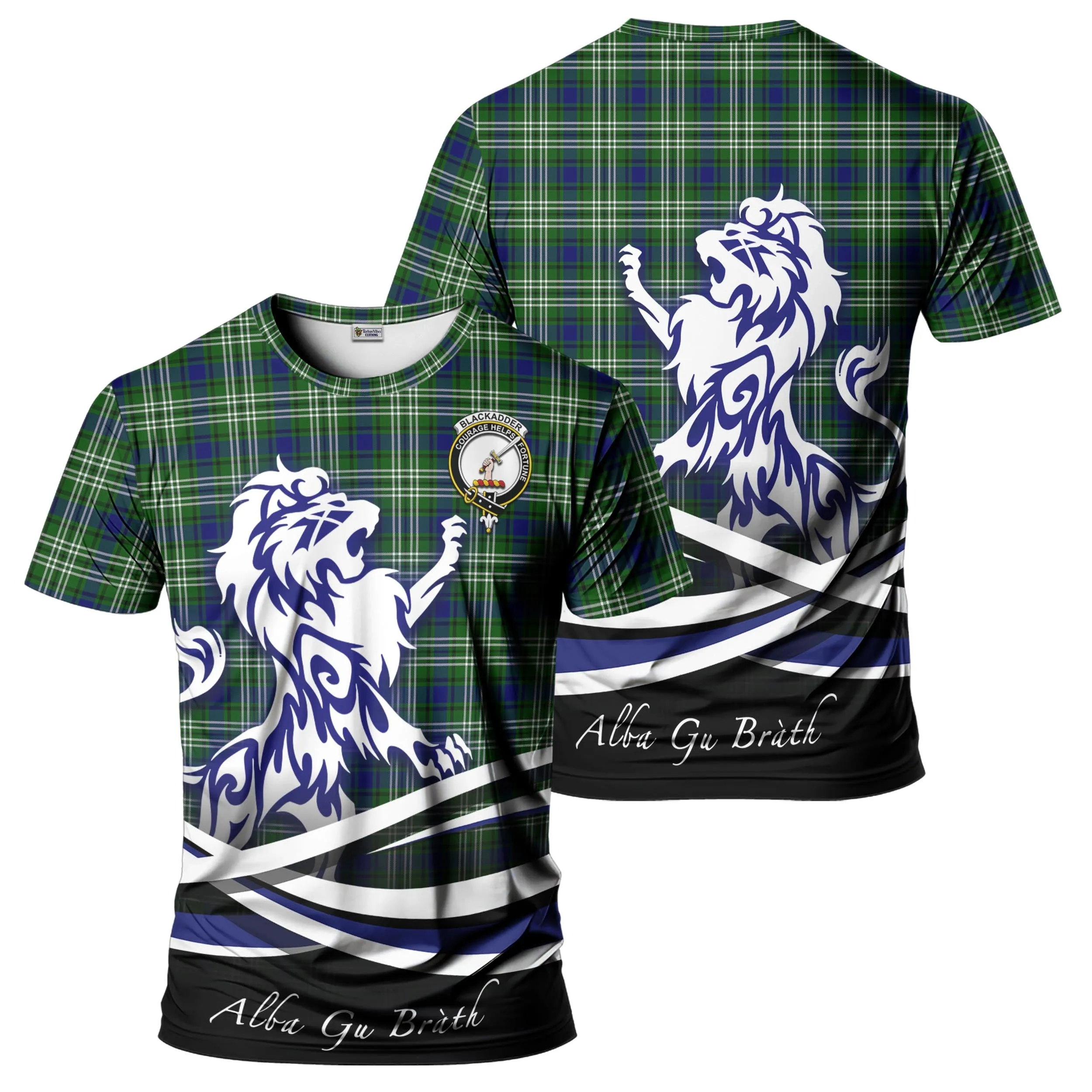 Blackadder Tartan T-Shirt with Alba Gu Brath Regal Lion Emblem