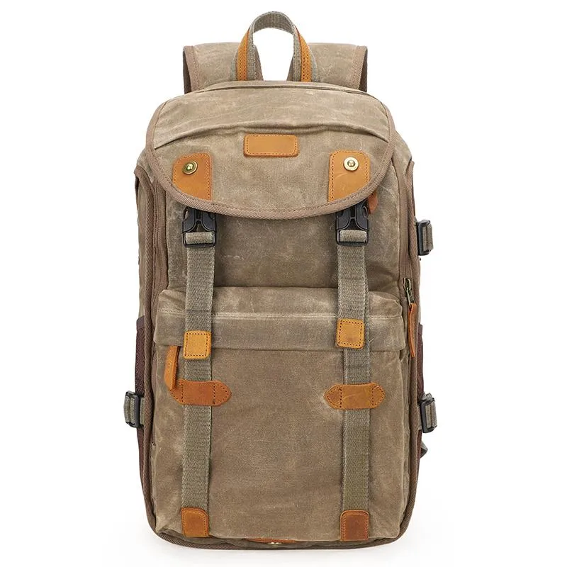 Brown CANVAS WATERPROOF MENS 15'' CANON CAMERA BACKPACK LARGE NIKON CAMERA BAG DSLR CAMERA BAG FOR MEN