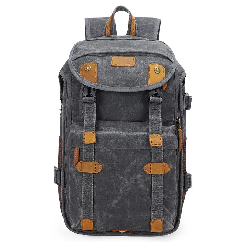 Brown CANVAS WATERPROOF MENS 15'' CANON CAMERA BACKPACK LARGE NIKON CAMERA BAG DSLR CAMERA BAG FOR MEN