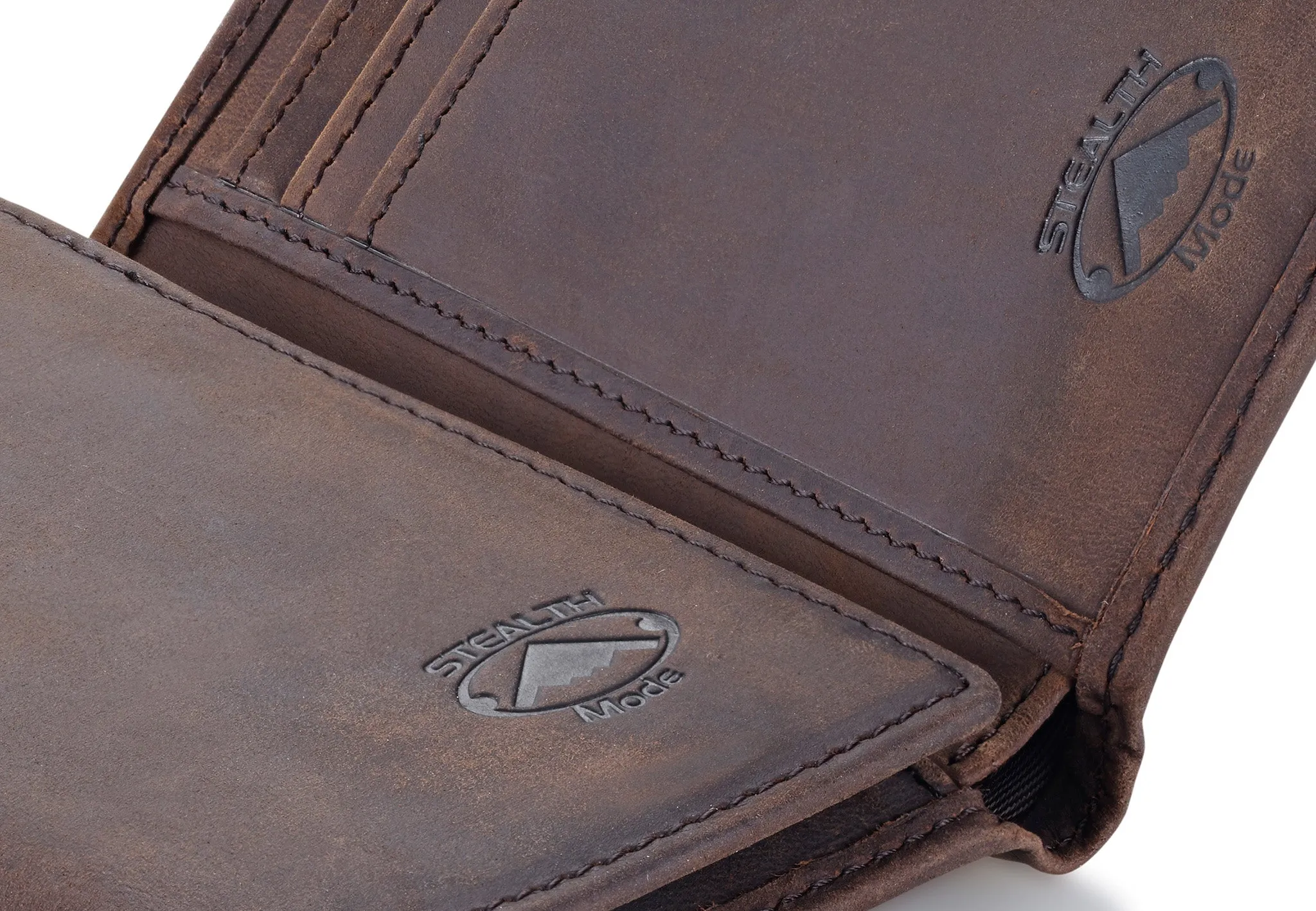Brown Trifold Leather Wallet With RFID Blocking and ID Window