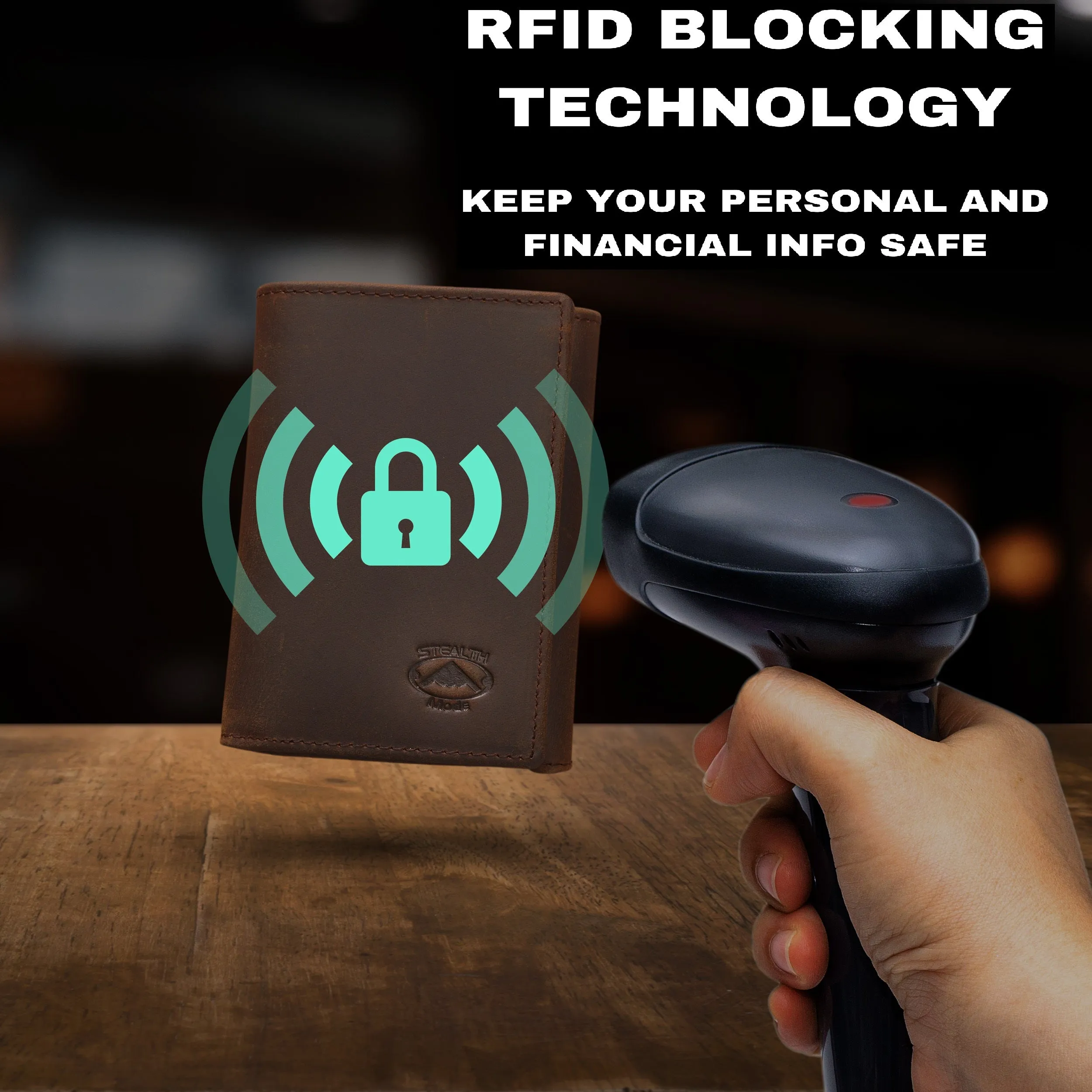 Brown Trifold Leather Wallet With RFID Blocking and ID Window