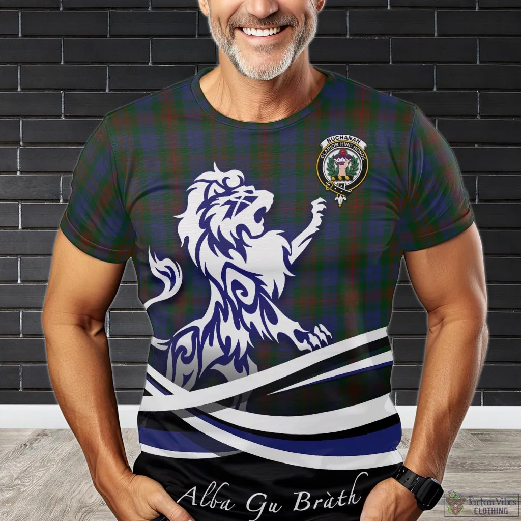 Buchanan Hunting Tartan T-Shirt with Alba Gu Brath Regal Lion Emblem
