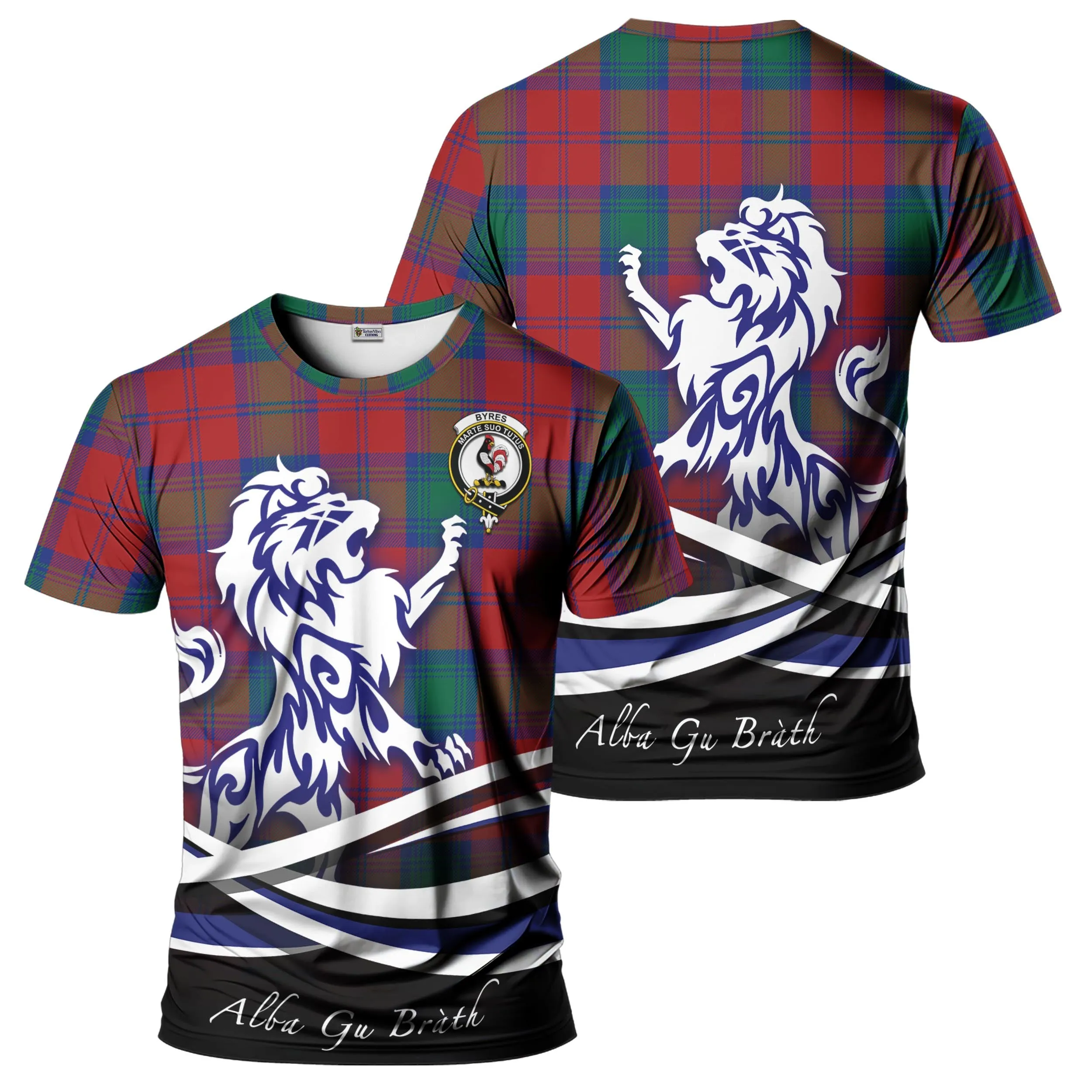 Byres (Byses) Tartan T-Shirt with Alba Gu Brath Regal Lion Emblem