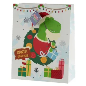 Christmas Dinosaur Design Gift Bag 26 x 12 x 33cm - Large