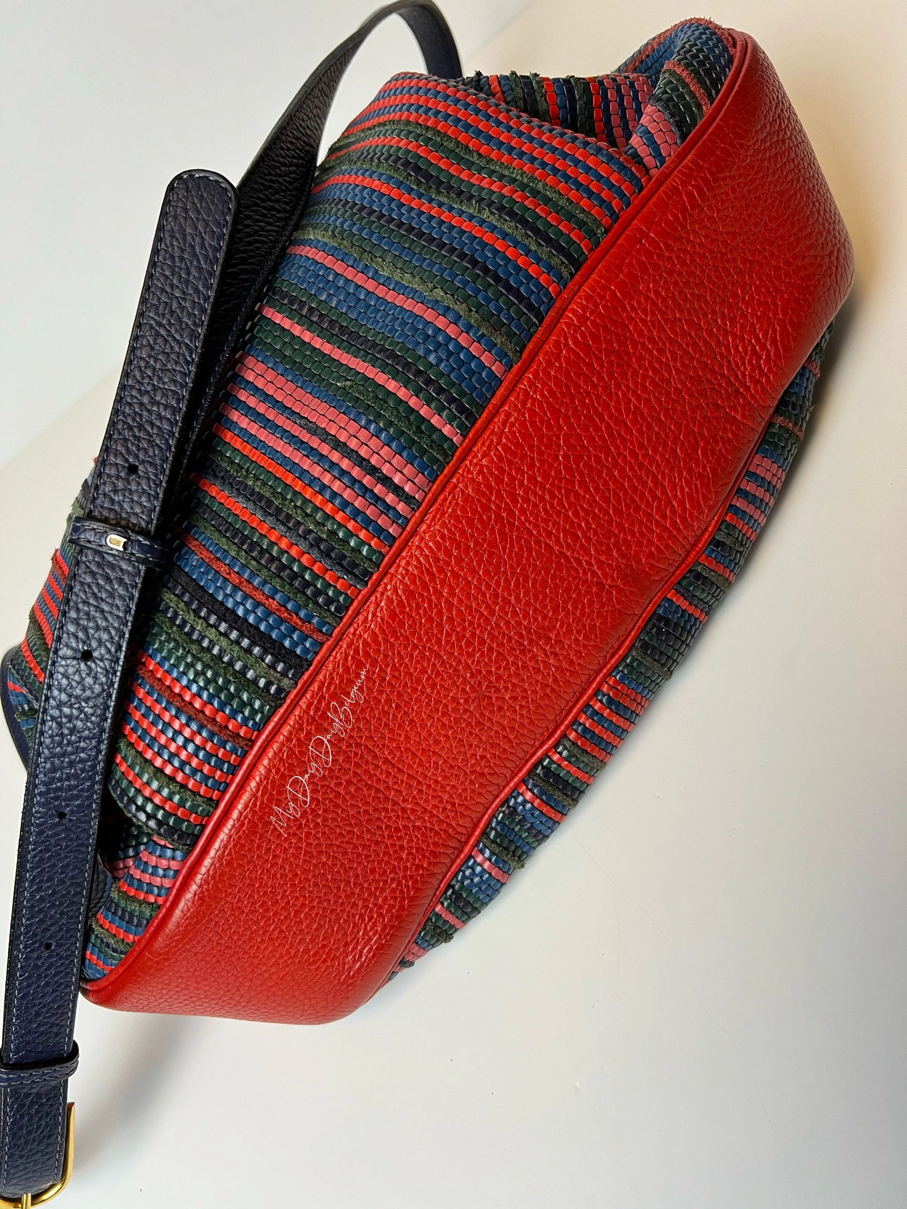 Delvaux vintage cross shoulder bag in toile de cuir 90s