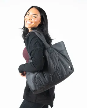 Desk To Dumbell Puffer Tote Bag - Black