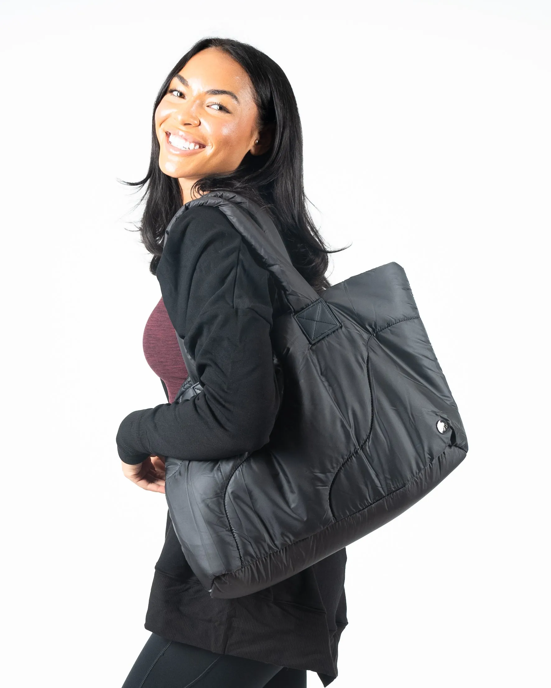 Desk To Dumbell Puffer Tote Bag - Black