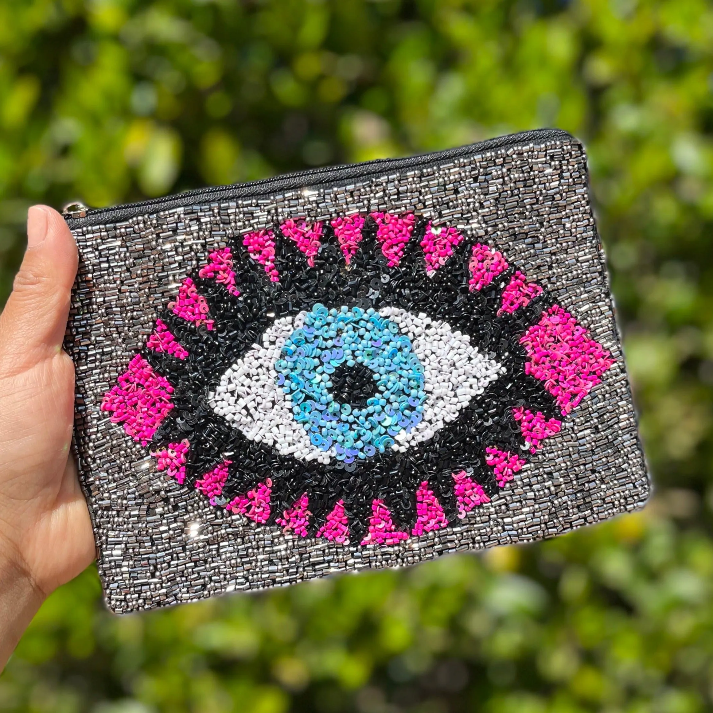 Evil Eye Large Beaded Purse