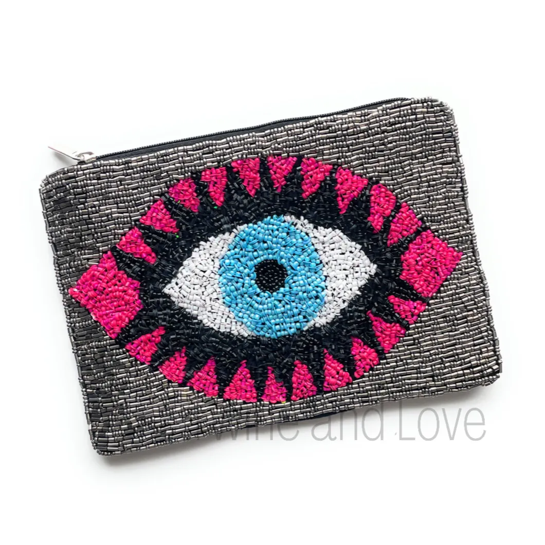 Evil Eye Large Beaded Purse