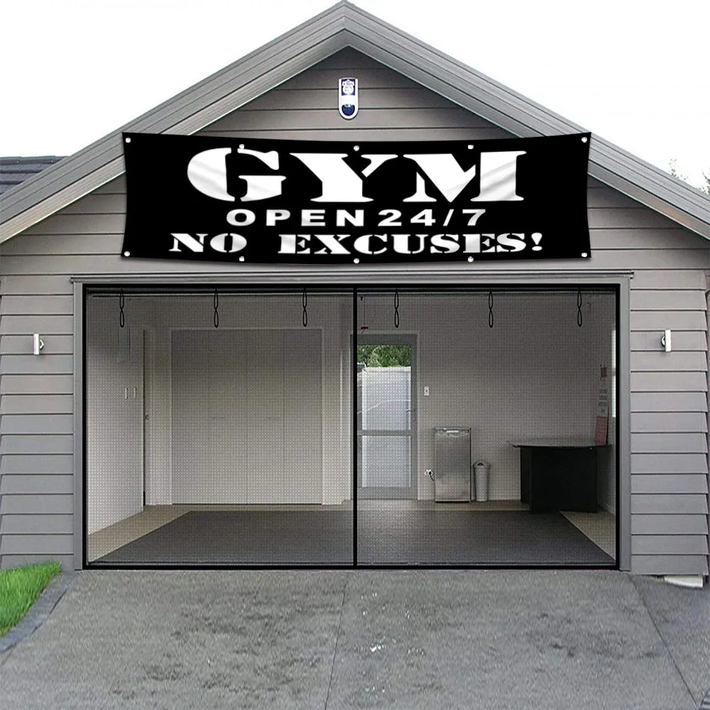 Fyon Gym Open Garage Shop Decor Banner Work for GYM Flag 2x8 Feet
