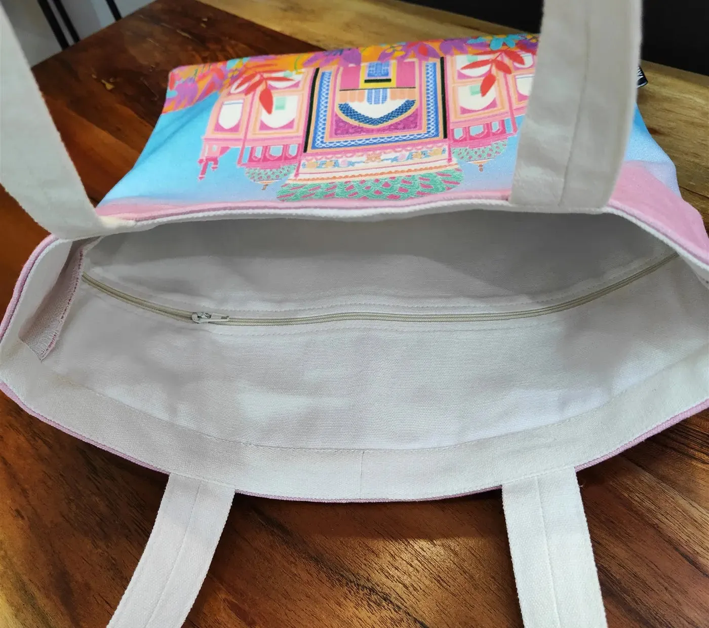 House of Omaya Printed Tajmahal Cotton Canvas Tote Bag 34×36 Cms