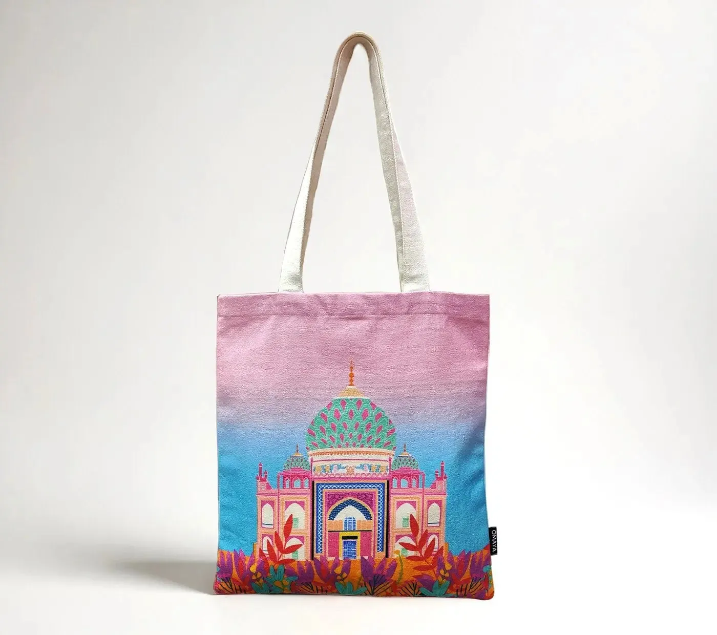 House of Omaya Printed Tajmahal Cotton Canvas Tote Bag 34×36 Cms