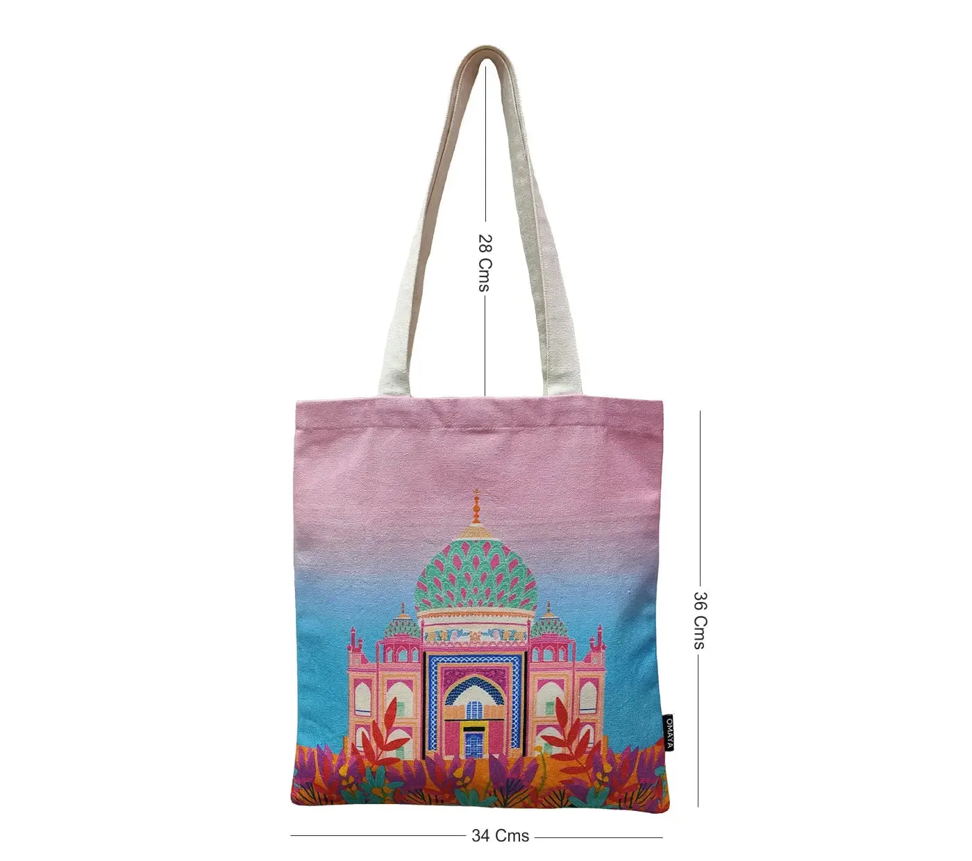 House of Omaya Printed Tajmahal Cotton Canvas Tote Bag 34×36 Cms