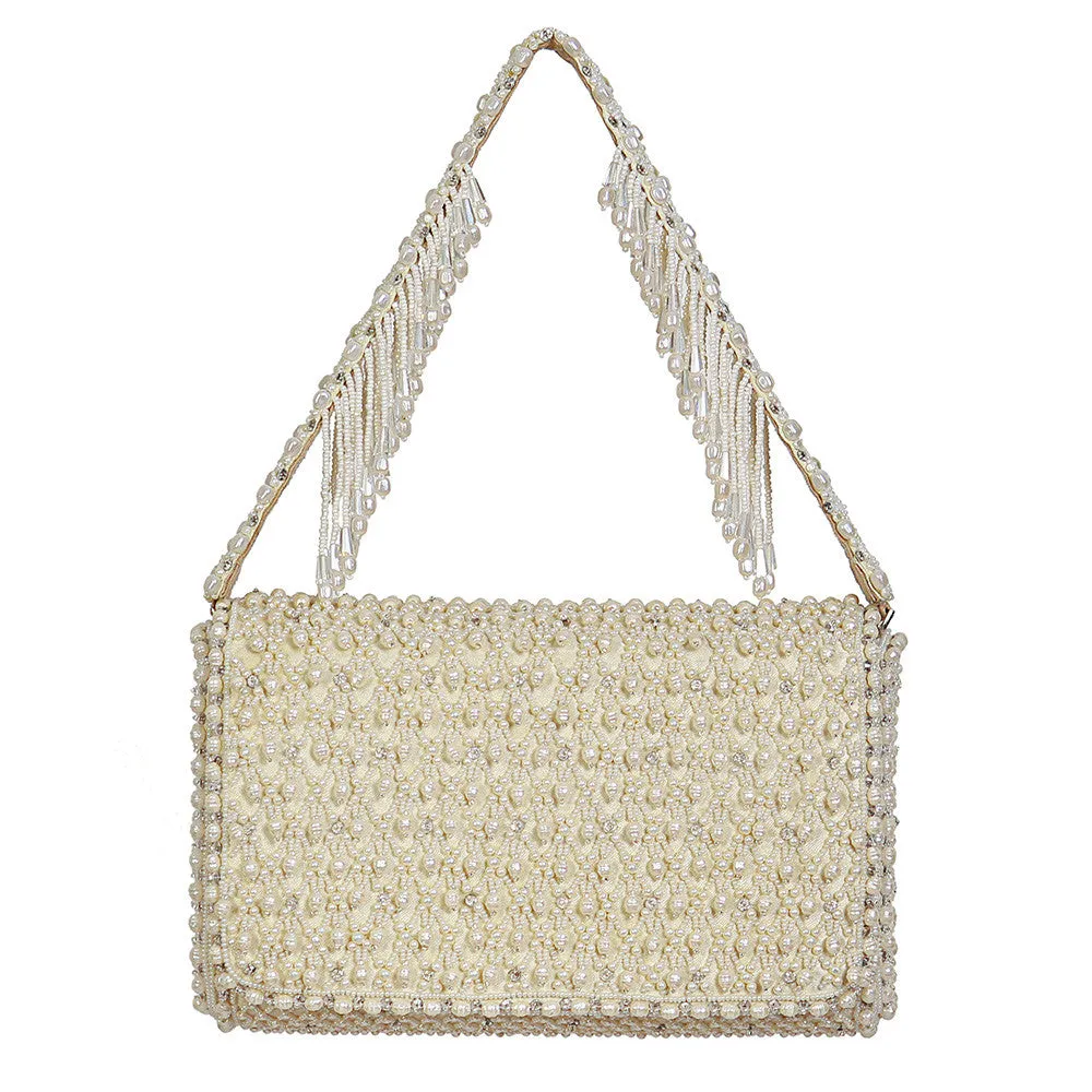 JOEL FLAPOVER CLUTCH PRISTINE IVORY WITH HANDLE
