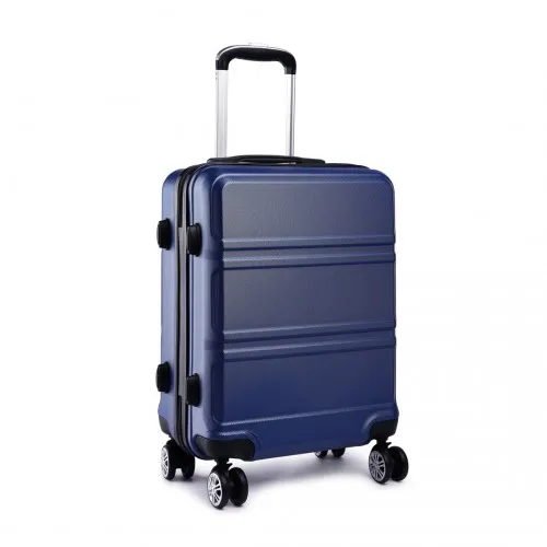 Kono ABS Sculpted Horizontal Design 24 Inch Suitcase - Navy Blue | Lightweight & Durable Travel Luggage