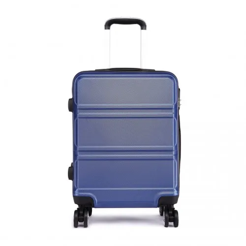 Kono ABS Sculpted Horizontal Design 24 Inch Suitcase - Navy Blue | Lightweight & Durable Travel Luggage