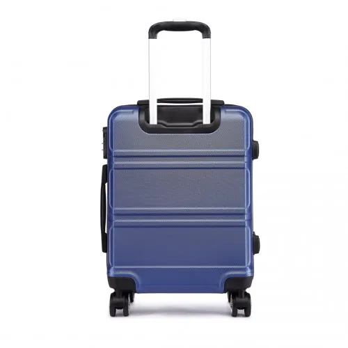 Kono ABS Sculpted Horizontal Design 24 Inch Suitcase - Navy Blue | Lightweight & Durable Travel Luggage