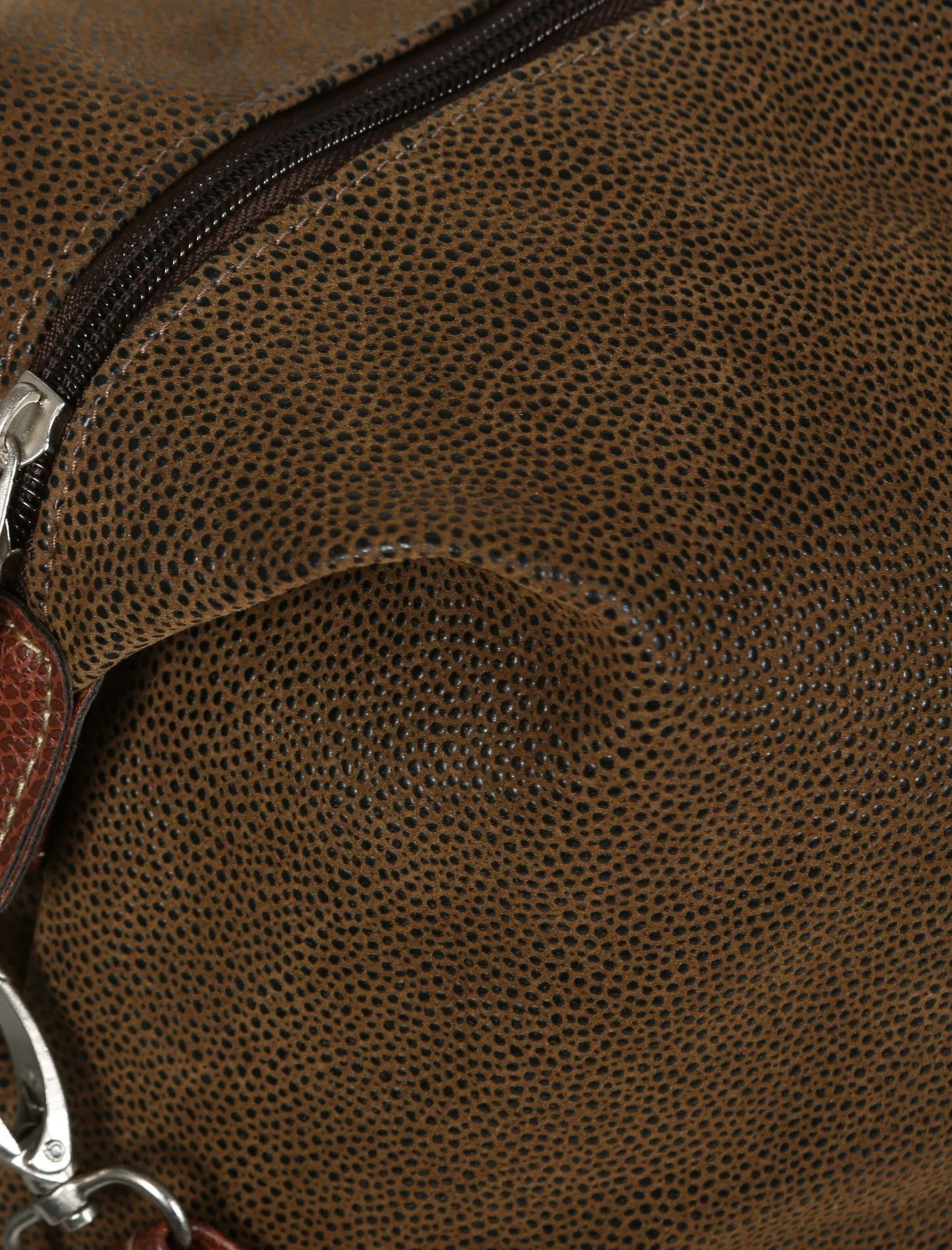 Leigh Textured Faux Leather Weekend Holdall Bag in Brown