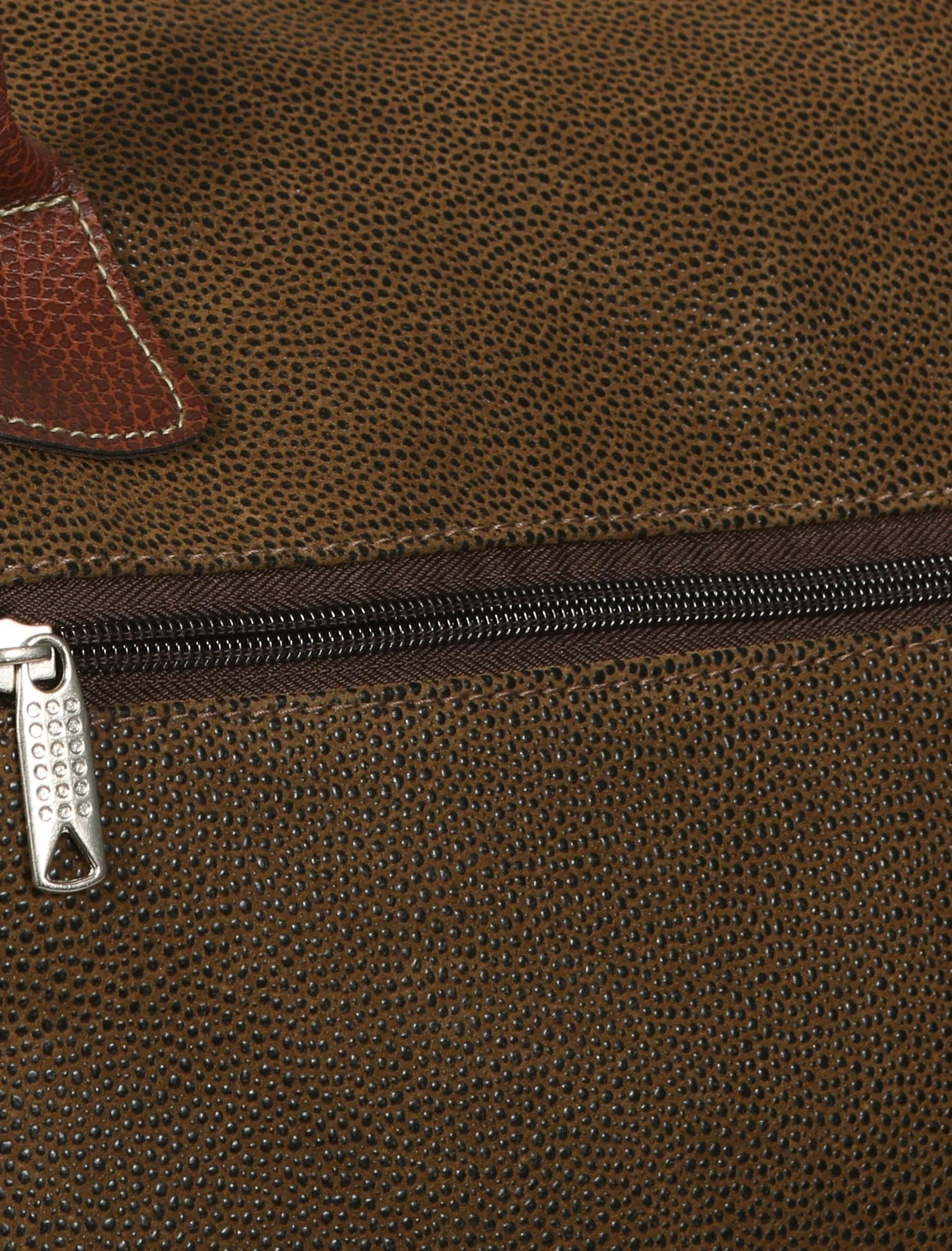 Leigh Textured Faux Leather Weekend Holdall Bag in Brown