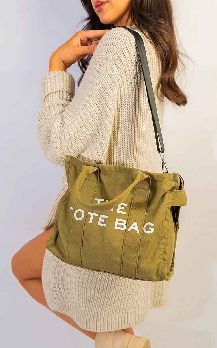 Leona Letter Pattern Canvas Shoulder Shopper Tote Bag | Stylish, Durable & Spacious