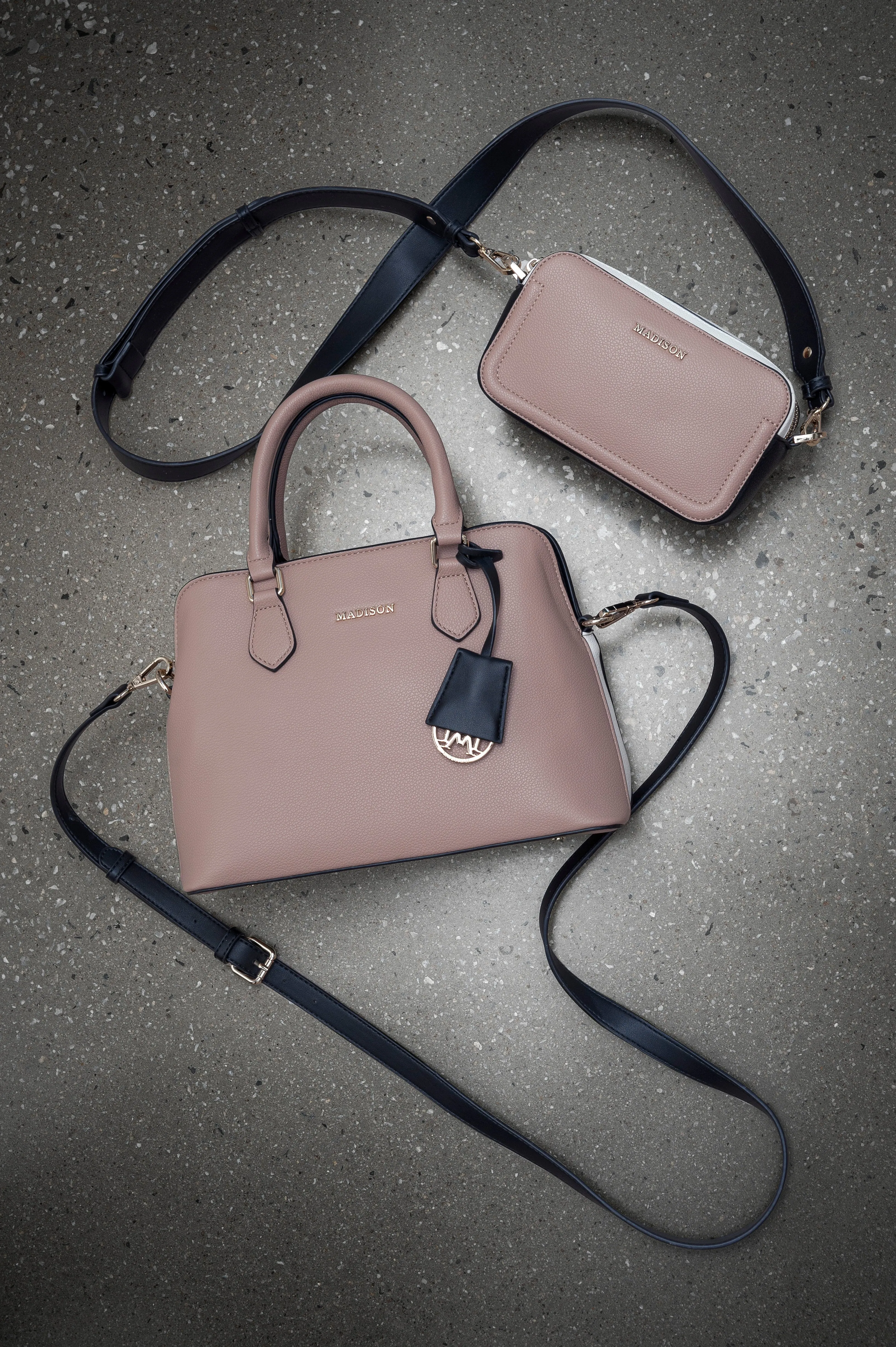 Maddie Double Zip Camera Crossbody Bag With Wide Strap