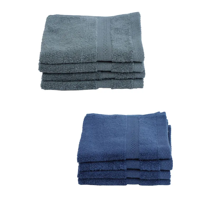 Miorah Face Towel (Grey & Blue) - Set Of Eight
