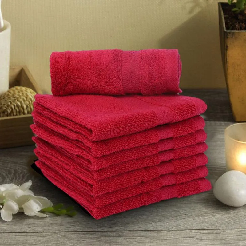Miorah  Face Towel (Red) - Set Of Eight