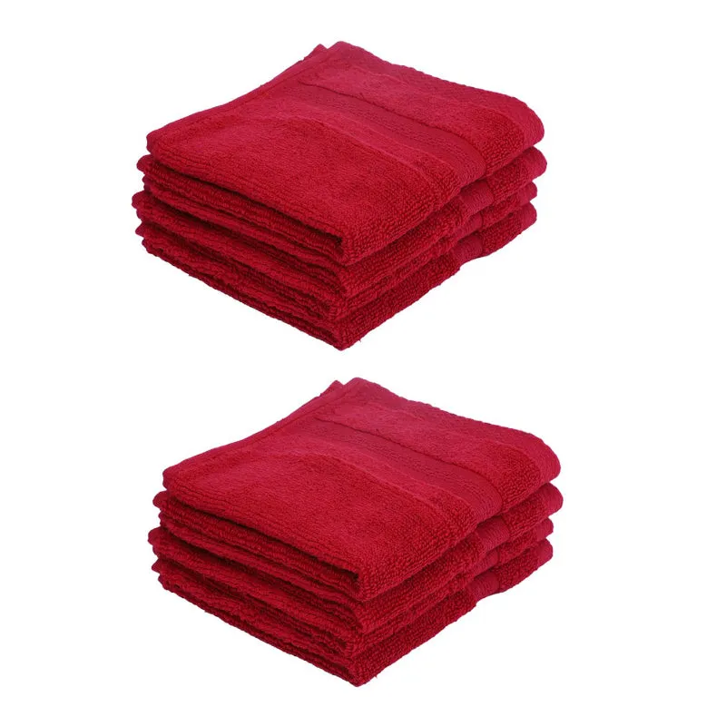 Miorah  Face Towel (Red) - Set Of Eight